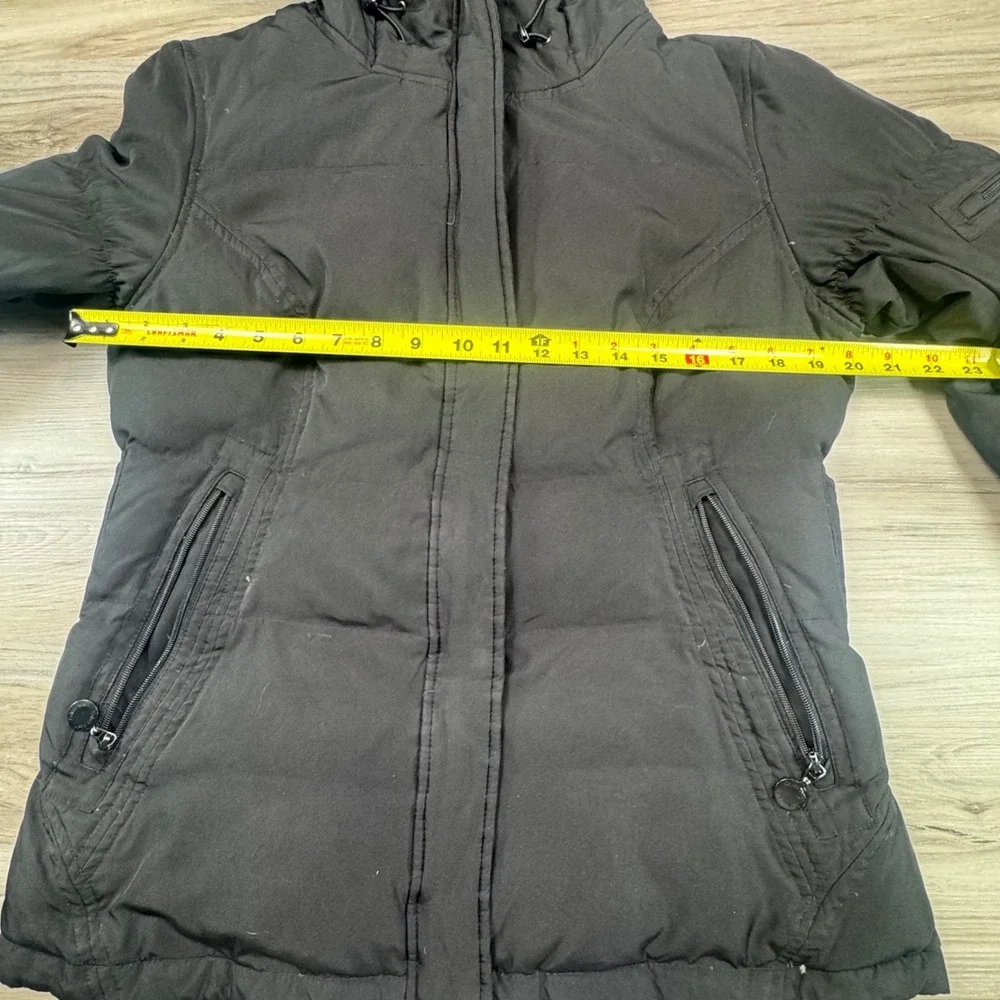 Calvin Klein Black Hooded Down Puffer‎ Jacket Full Zip Women's Size M
